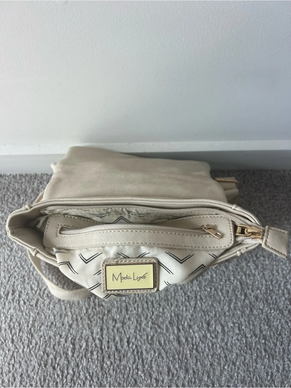 Moda Luxe Cream Woven-Texture Backpack